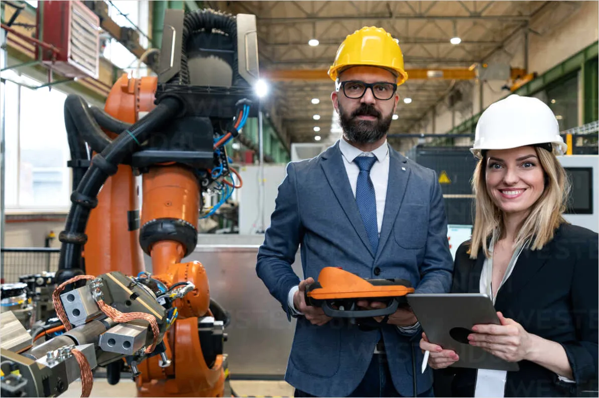 Ingenieur Vor Grosser Fertigungsanlage Foto