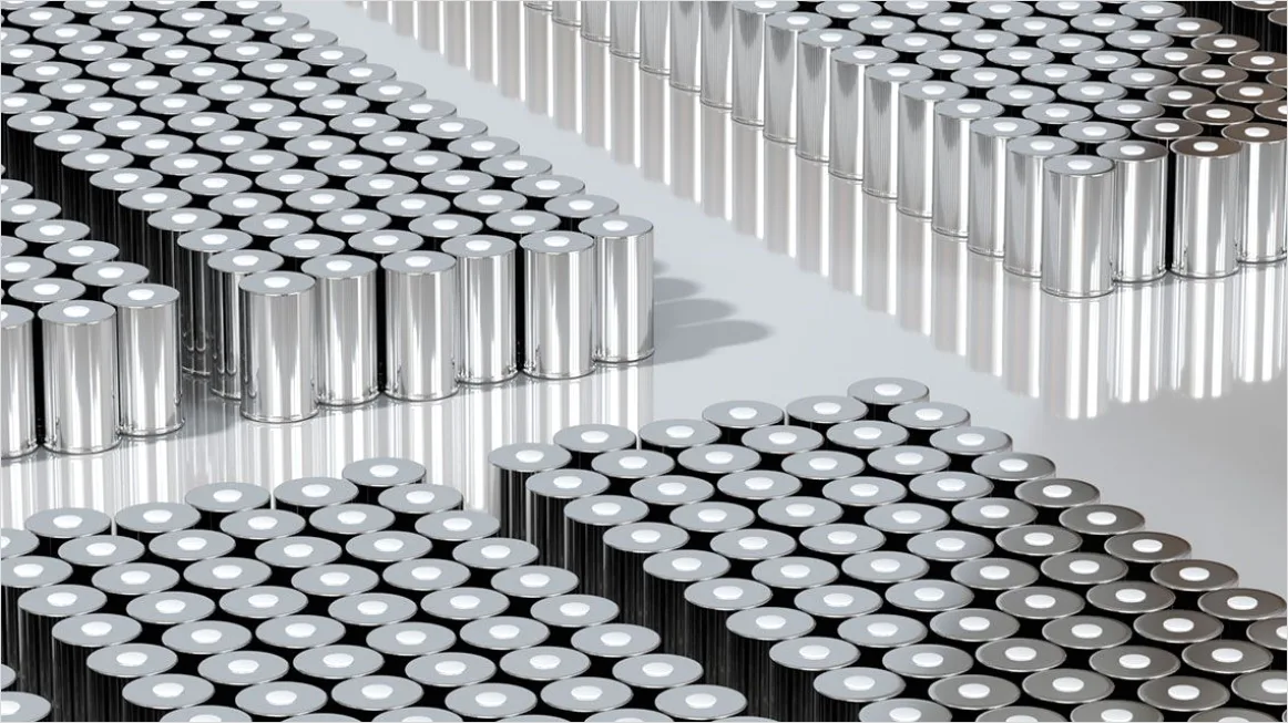 Lithium Batterie Zellen Nahaufnahme Foto