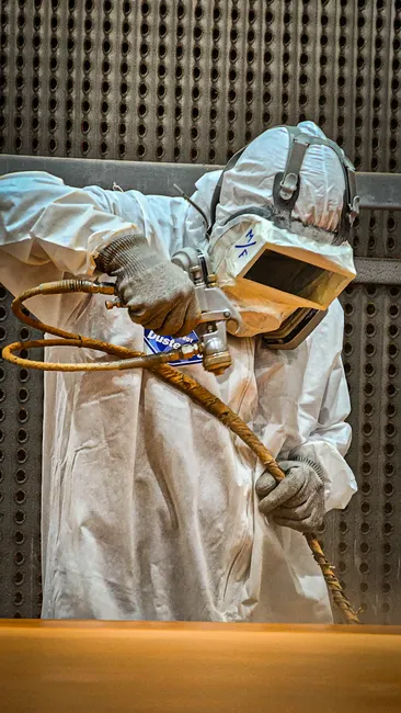 Arbeiter Im Stahlwerk Mit Schutzkleidung Foto