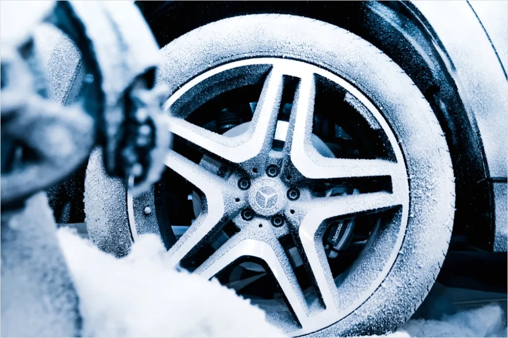 Detail Auto Mit Schneeketten Im Winter Bild Number 12