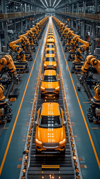 Automatisierte Fertigungsstrasse In Fabrik Foto