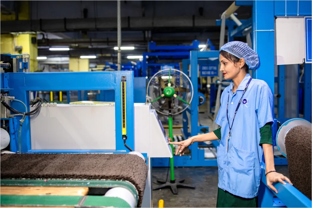 Industrielle Webmaschine Bei Der Arbeit Foto 44fa