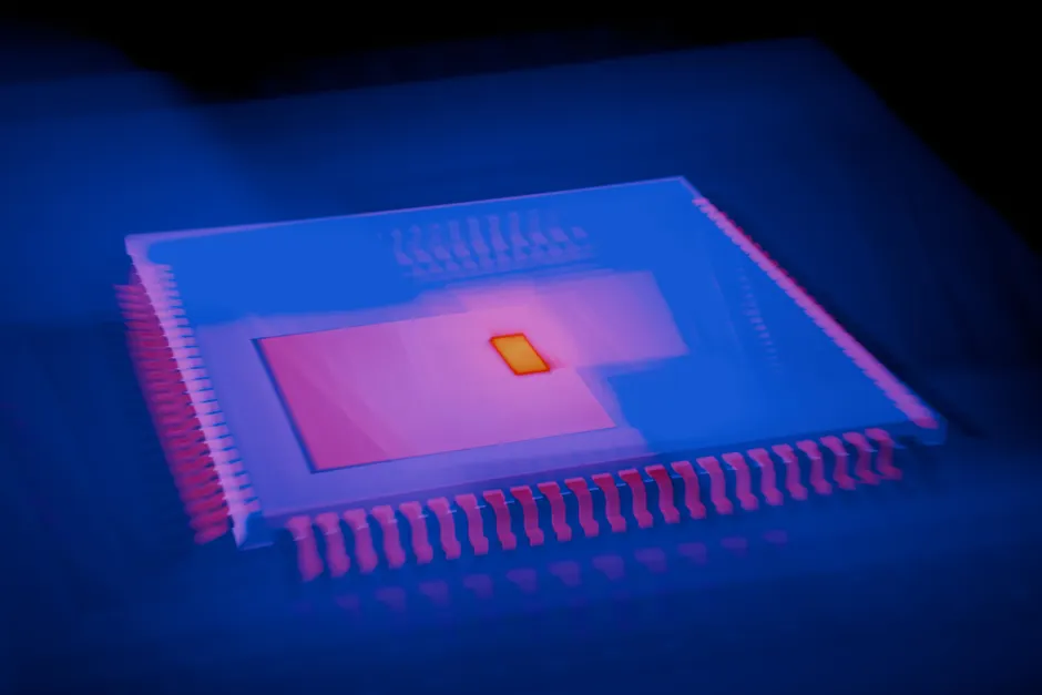 Mikrochip Herstellung Im Reinraum Foto