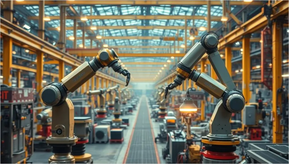Robotergesteuerte Produktion In Werkhalle Foto