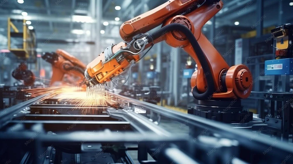 Robotik Und Automatisierung In Fabrik Foto