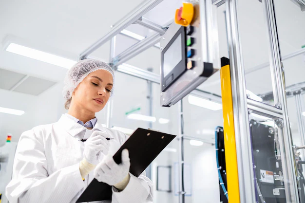 Servicetechniker An Grosser Produktionsmaschine Foto B72d