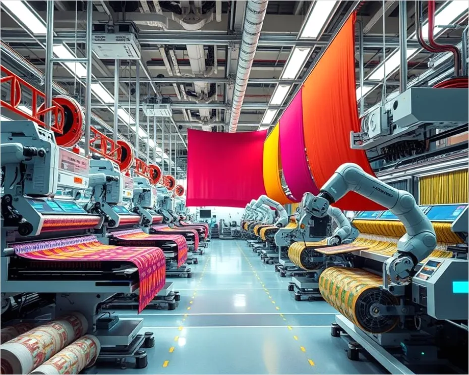 Textilindustrie Mit Automatisierter Fertigung Foto