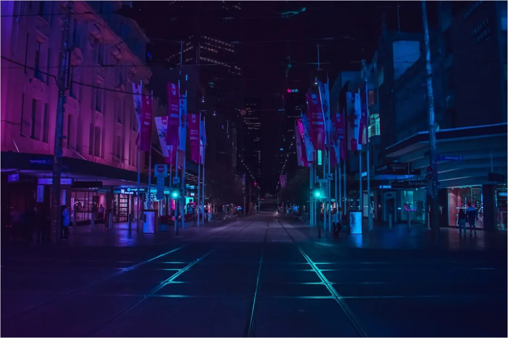 Cyberpunk Hintergrund Mit Bunten Neonlichtern Fcd3