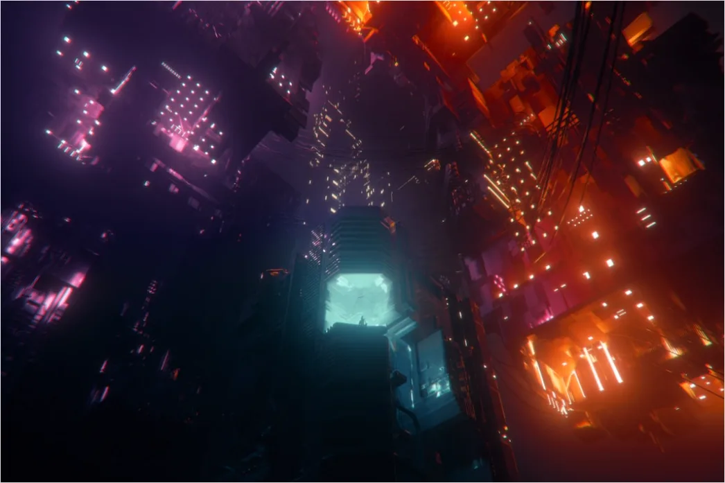 Detail Cyberpunk Hintergrund Mit Bunten Neonlichtern Number 2