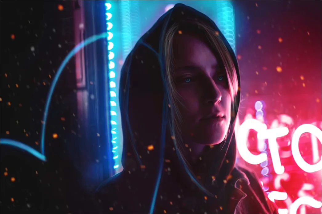Detail Cyberpunk Hintergrund Mit Bunten Neonlichtern Number 11