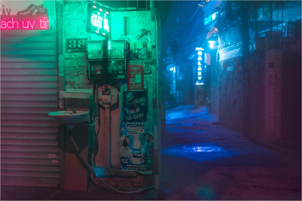 Detail Cyberpunk Hintergrund Mit Bunten Neonlichtern Number 3