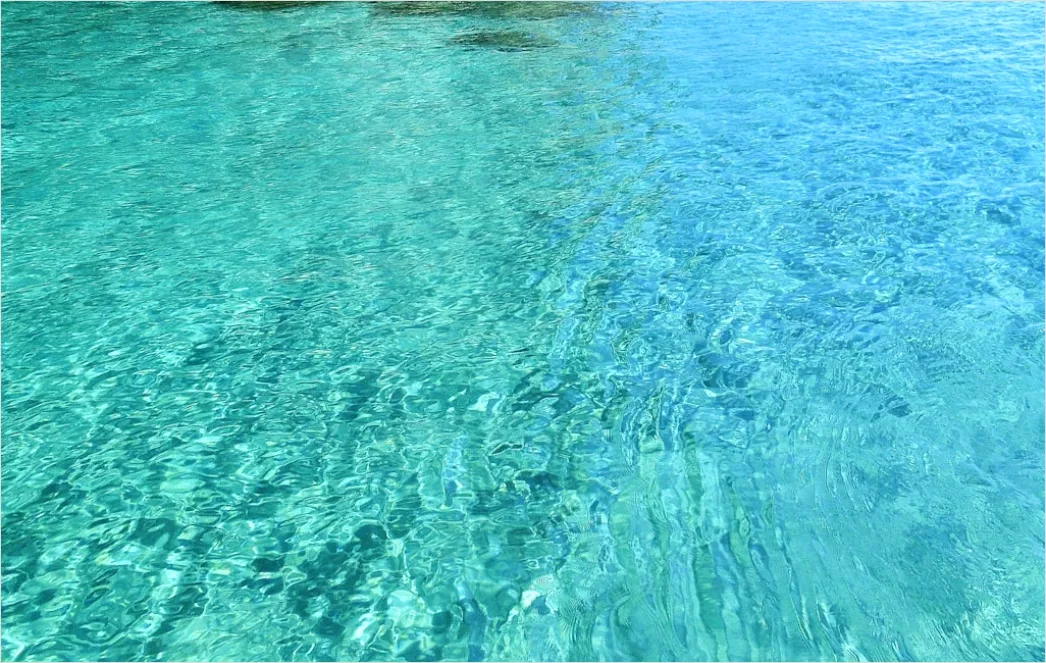 Detail Türkises Wasser Mit Sonnenspiegelung Number 12