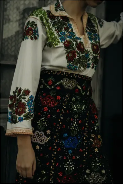 Detail Folk Costume Embroidery Detail Macro Number 8
