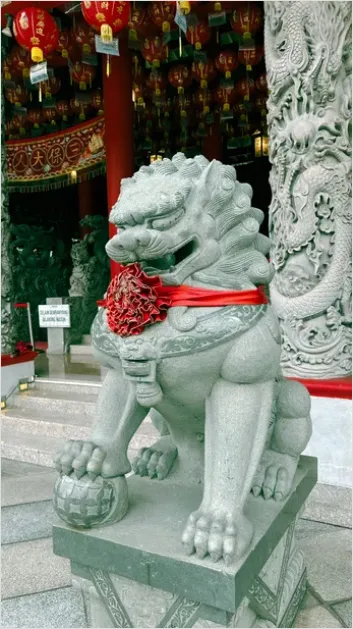 Detail Guardian Lion Statue Temple Entrance Photo Number 10