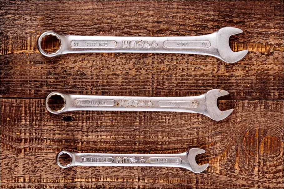 Detail Hand Tools On Workshop Table Flat Lay Number 2