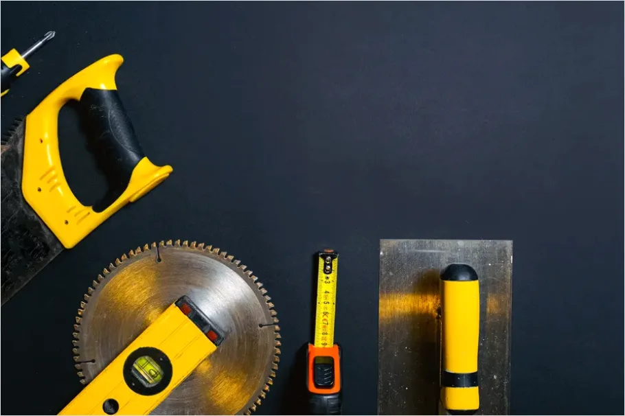 Detail Hand Tools On Workshop Table Flat Lay Number 6