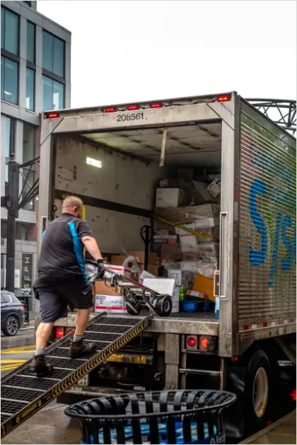 Detail Logistics Worker Loading Truck Warehouse Number 2