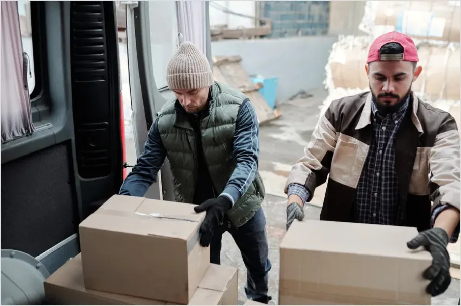 Detail Logistics Worker Loading Truck Warehouse Number 5