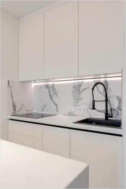 Detail Minimalist Kitchen White Cabinets Number 5