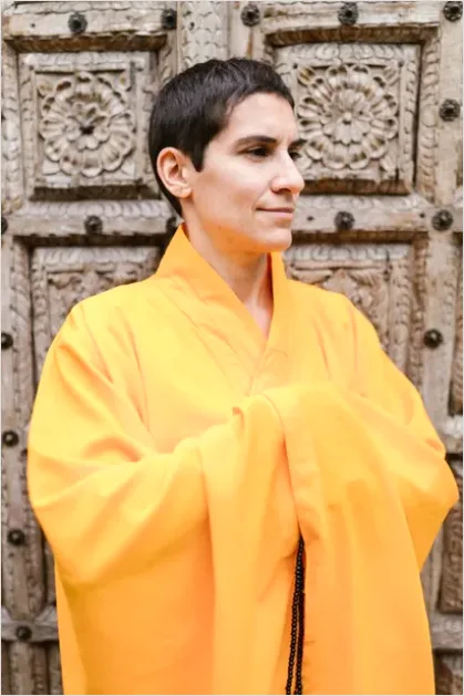 Detail Monk Robe Saffron Fabric Texture Number 5