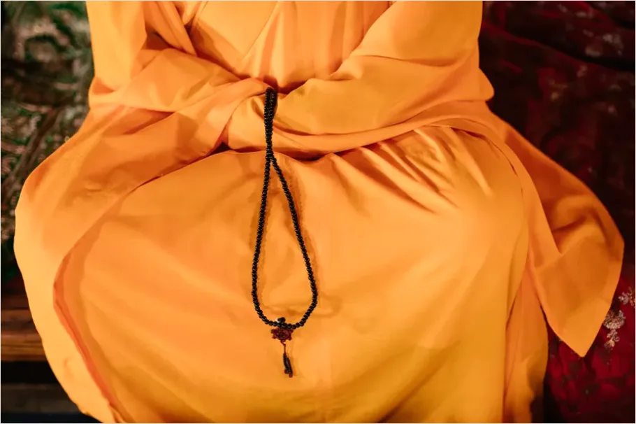 Detail Monk Robe Saffron Fabric Texture Number 9