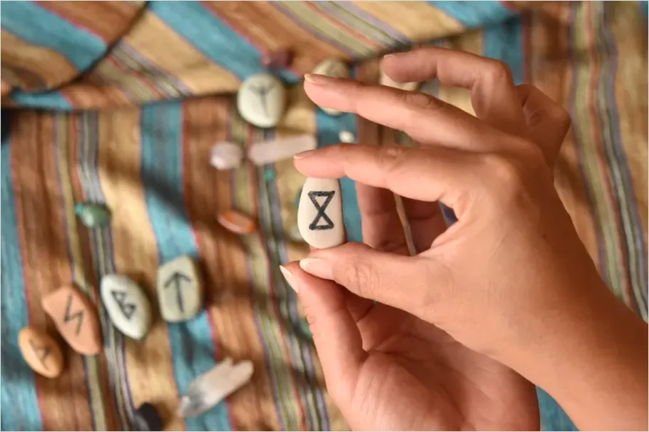 Norse Rune Symbols Stone Texture Photo B71e