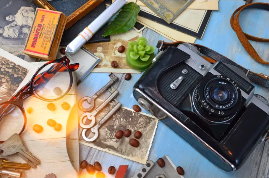 Detail Retro Objects Still Life Composition Number 2