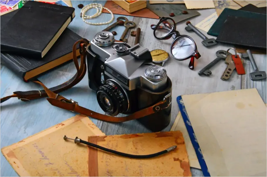 Detail Retro Objects Still Life Composition Number 10
