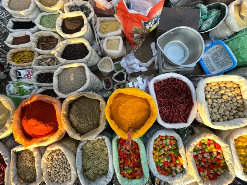 Detail Spices Market Colorful Bowls Overhead Number 2