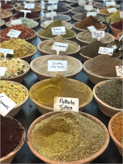 Detail Spices Market Colorful Bowls Overhead Number 5