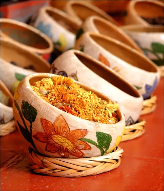 Detail Spices Market Colorful Bowls Overhead Number 7