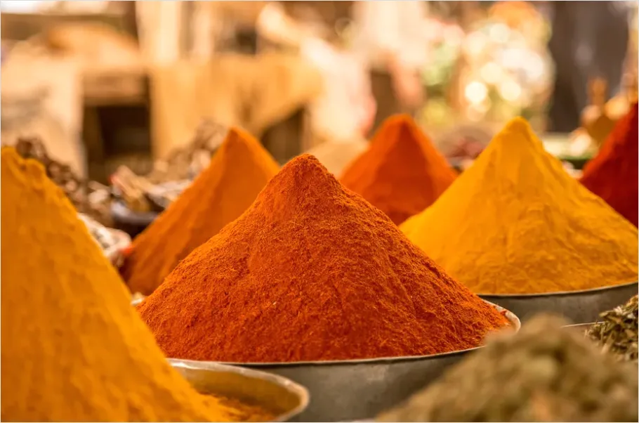 Detail Spices Market Colorful Bowls Overhead Number 8