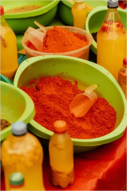 Detail Spices Market Colorful Bowls Overhead Number 9