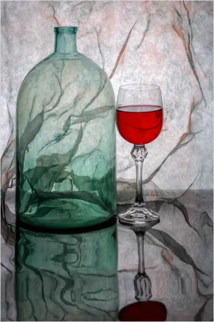 Detail Still Life With Wine Bottle And Glass Number 2