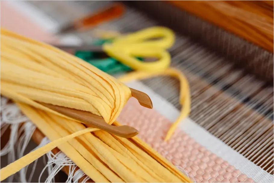 Detail Weaving Loom Textile Craft Close Up Number 2