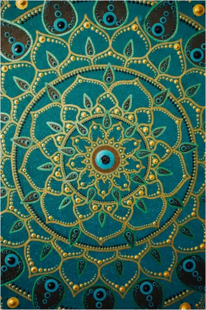 Detail Abstract Mandala Pattern Background Colorful Number 14