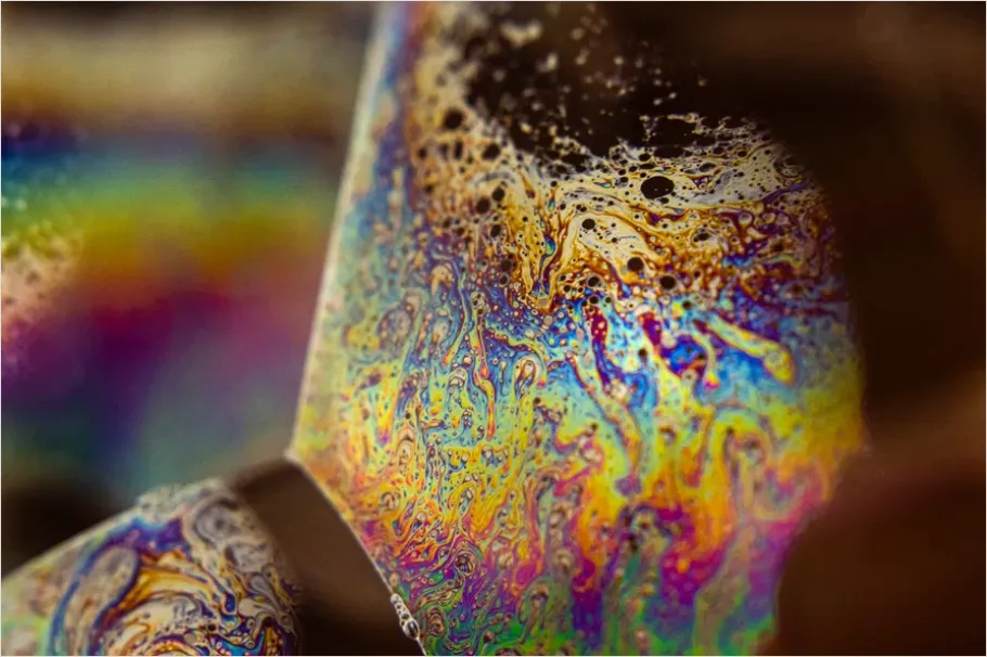 Detail Abstract Soap Bubbles Iridescent Texture Number 13