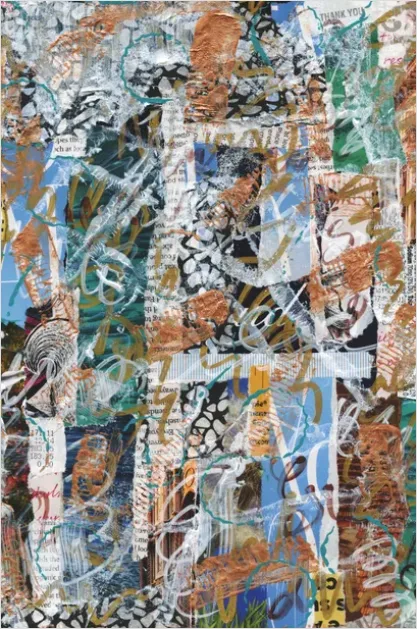 Detail Abstract Torn Paper Background Collage Number 16