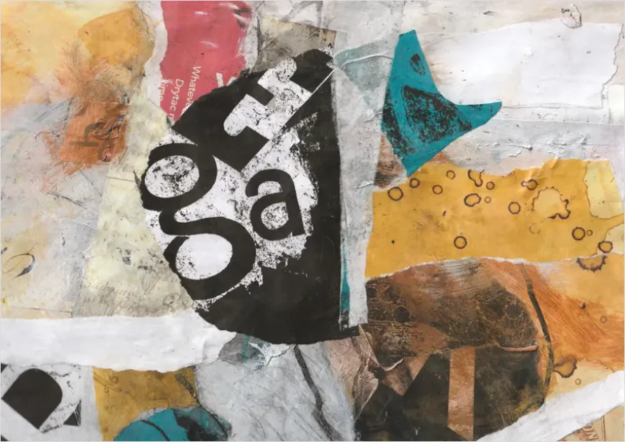 Detail Abstract Torn Paper Background Collage Number 4