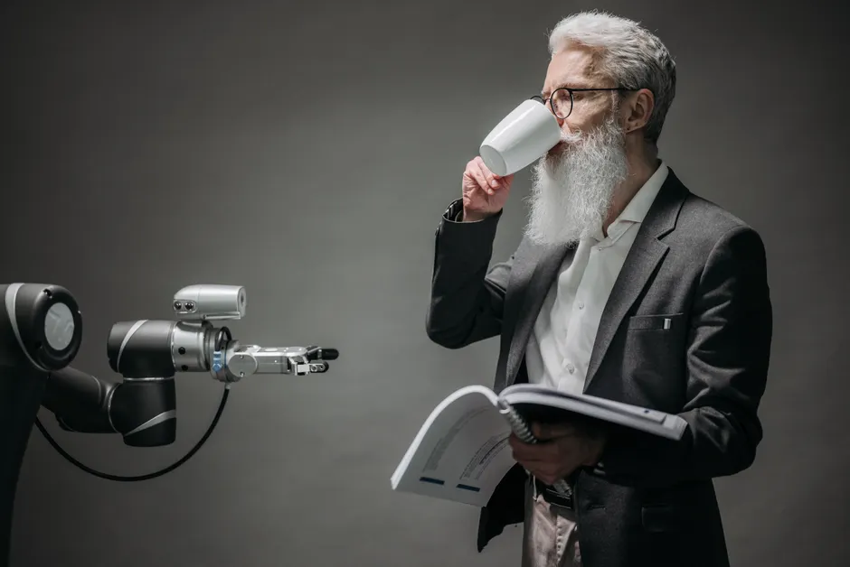 Detail Collaborative Robot Cobot Working With Human Number 2