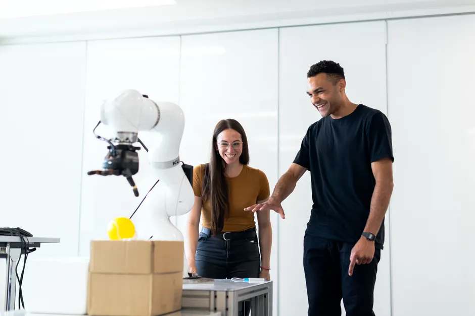 Detail Collaborative Robot Cobot Working With Human Number 11