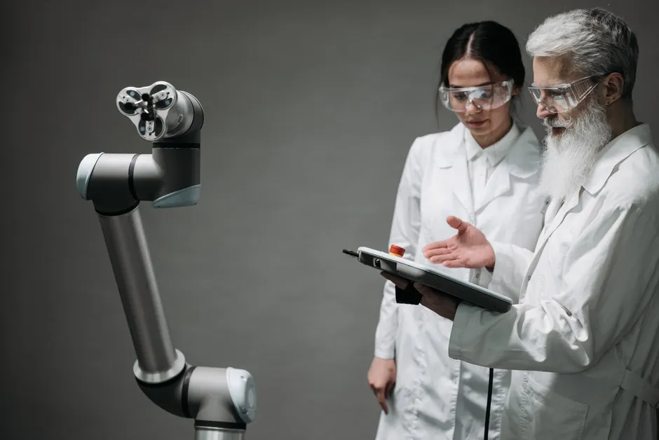 Detail Collaborative Robot Cobot Working With Human Number 12