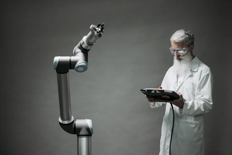 Detail Collaborative Robot Cobot Working With Human Number 14