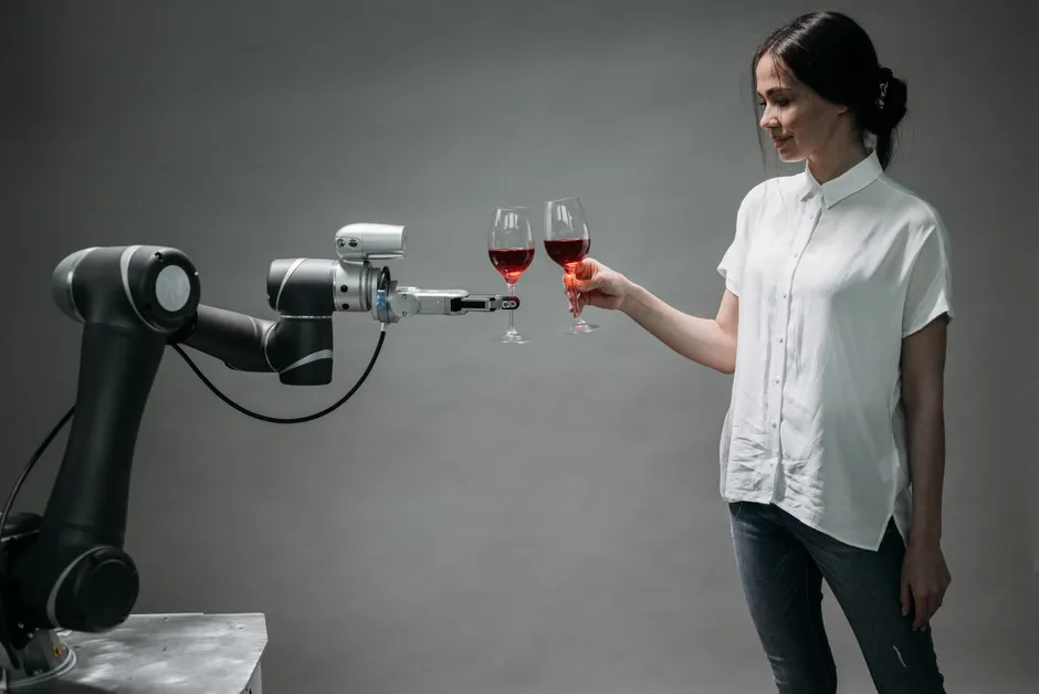 Detail Collaborative Robot Cobot Working With Human Number 5