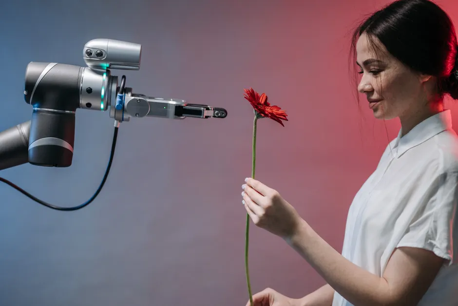 Detail Collaborative Robot Cobot Working With Human Number 9