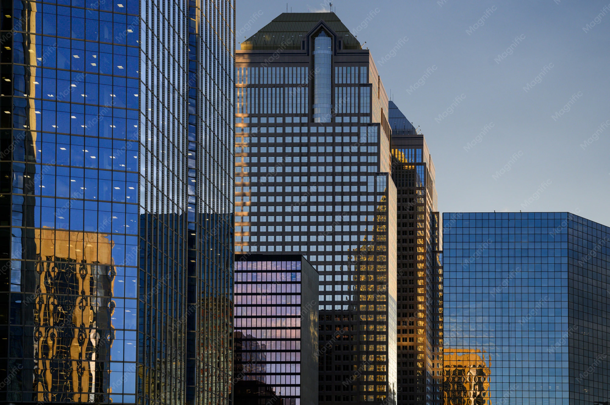Detail Downtown Skyscraper Skyline At Sunset Photo Number 9