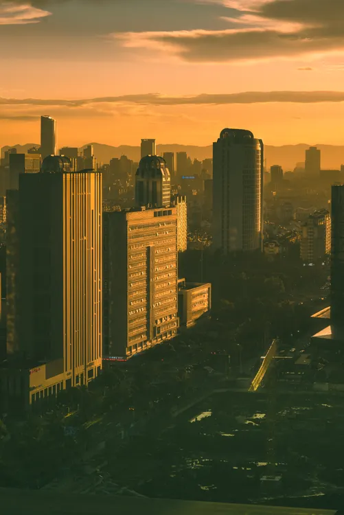 Detail Downtown Skyscraper Skyline At Sunset Photo Number 11