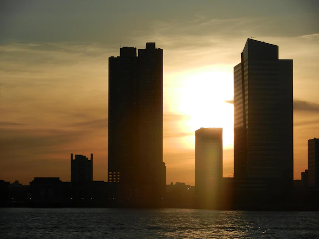 Detail Downtown Skyscraper Skyline At Sunset Photo Number 13