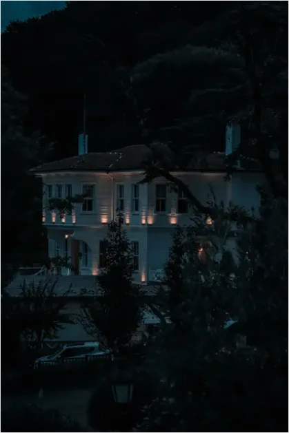 Detail Luxury Mansion Exterior Night Photo Number 4
