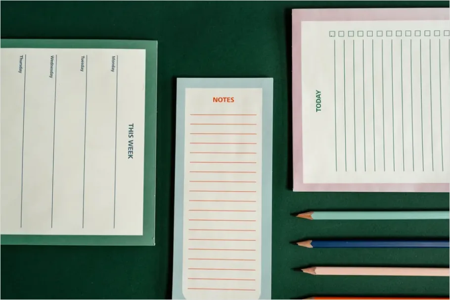 Detail Notebooks Pencils Desk Flat Lay Number 12